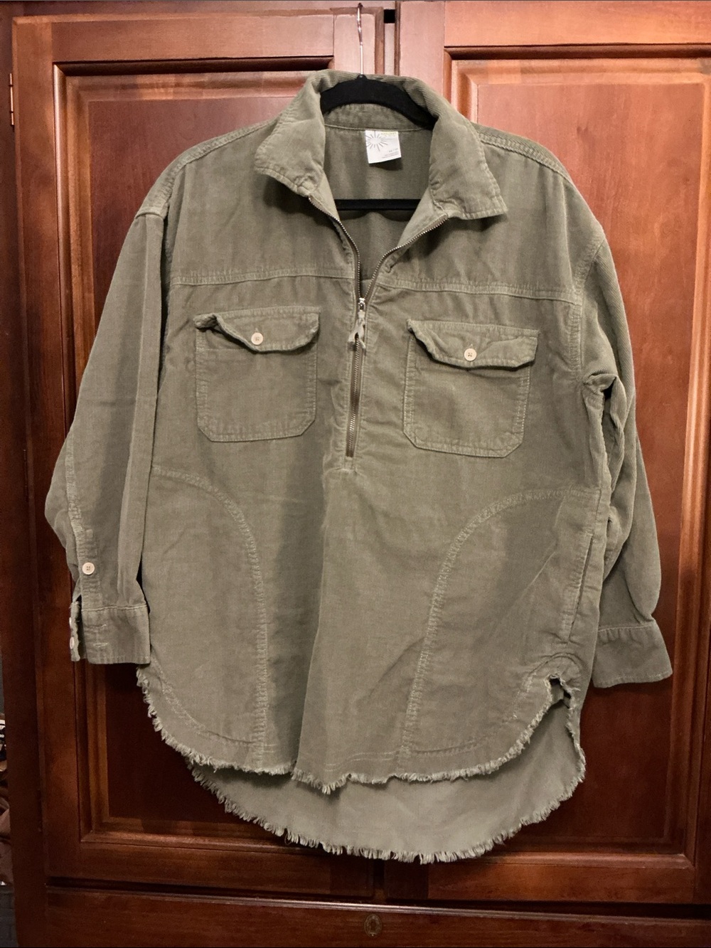 Aerie Offline Quarter Zip Corduroy Shacket with Pockets Oversized XS.